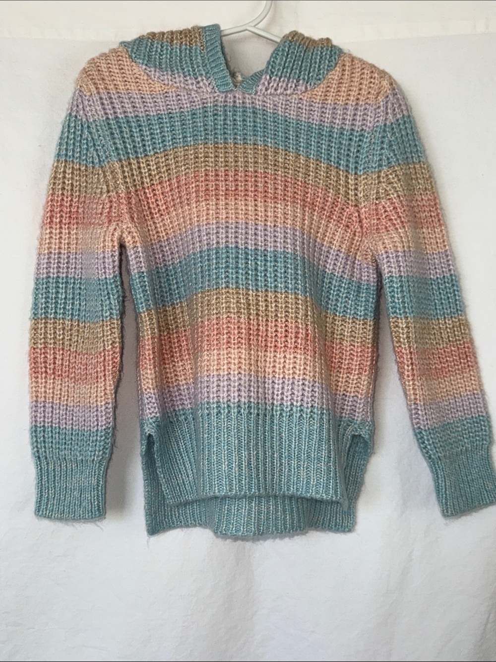 Striped Pastel Hoodie Sweater - Multicolor